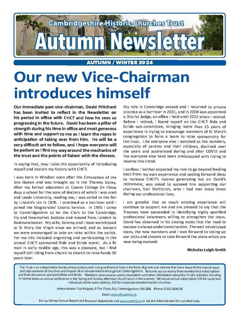 Autumn 2024 Newsletter - Cambridgeshire Historic Churches Trust