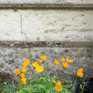 Stonework awaiting repair at Great Eversden